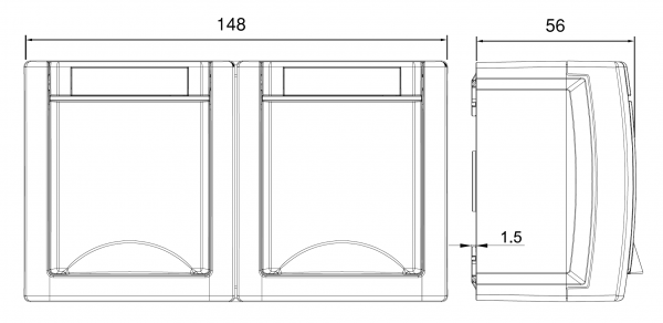 ViKO Pacific - Ein/Ausschalter mit LED + Steckdose (Waagerecht) IP54